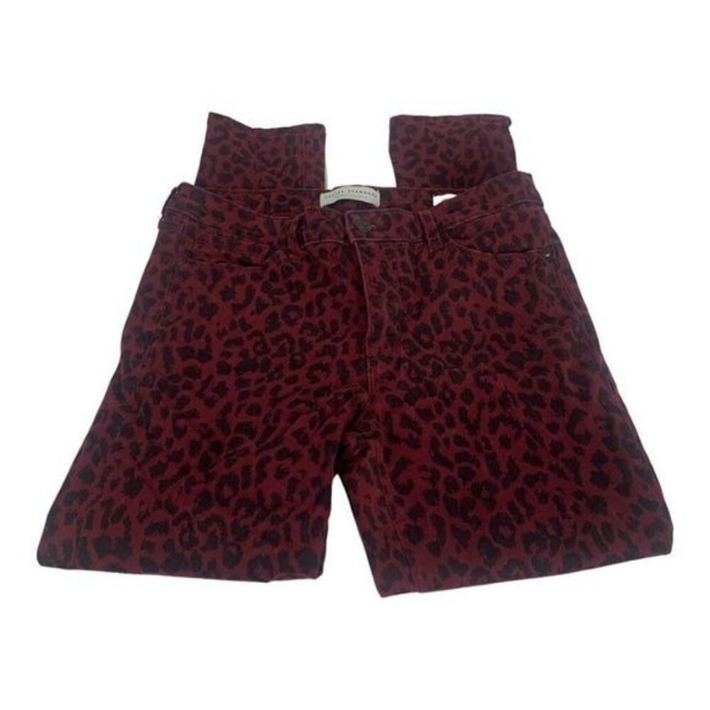Social Standard By Sanctuary Womens Ankle Skinny Pants Size 6 Red Leopard Print